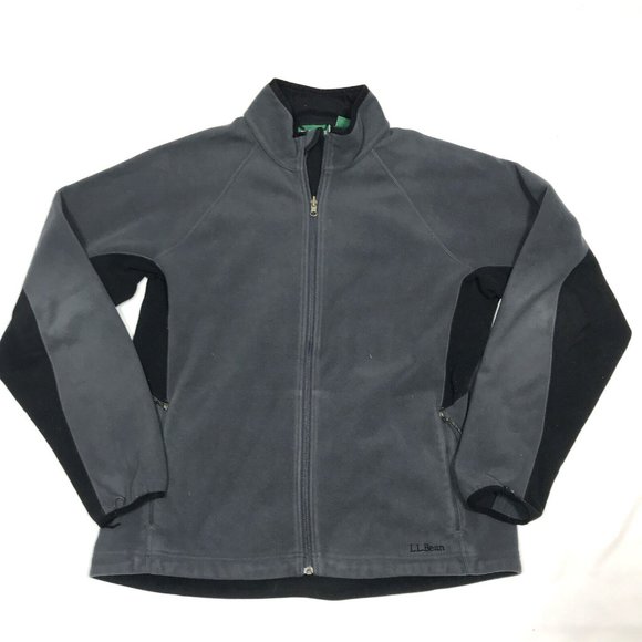 L.L. Bean Gray Full Zip Long Sleeve Fleece Sweater Jacket Mens L-Reg - Picture 1 of 4